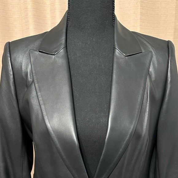 Kobi Halperin - Black 100% Genuine Leather Blazer - Size Small - Picture 8 of 9